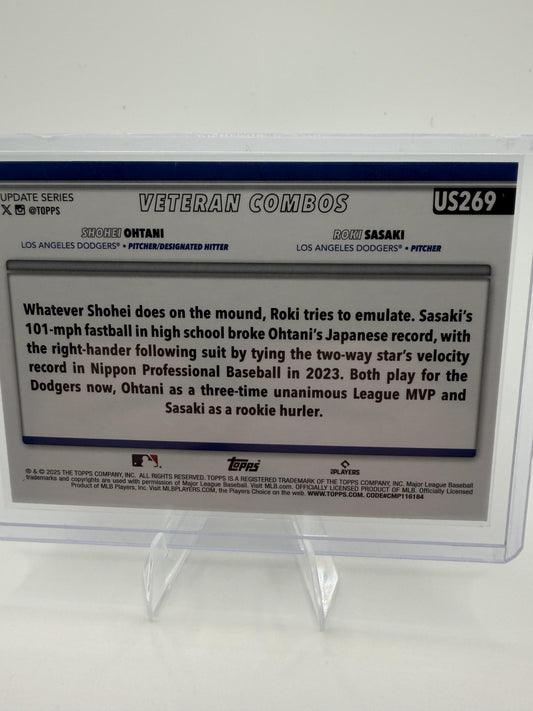 2025 Topps Update Shohei Ohtani Roki Sasaki Silver Crackle Foil Card Dodgers