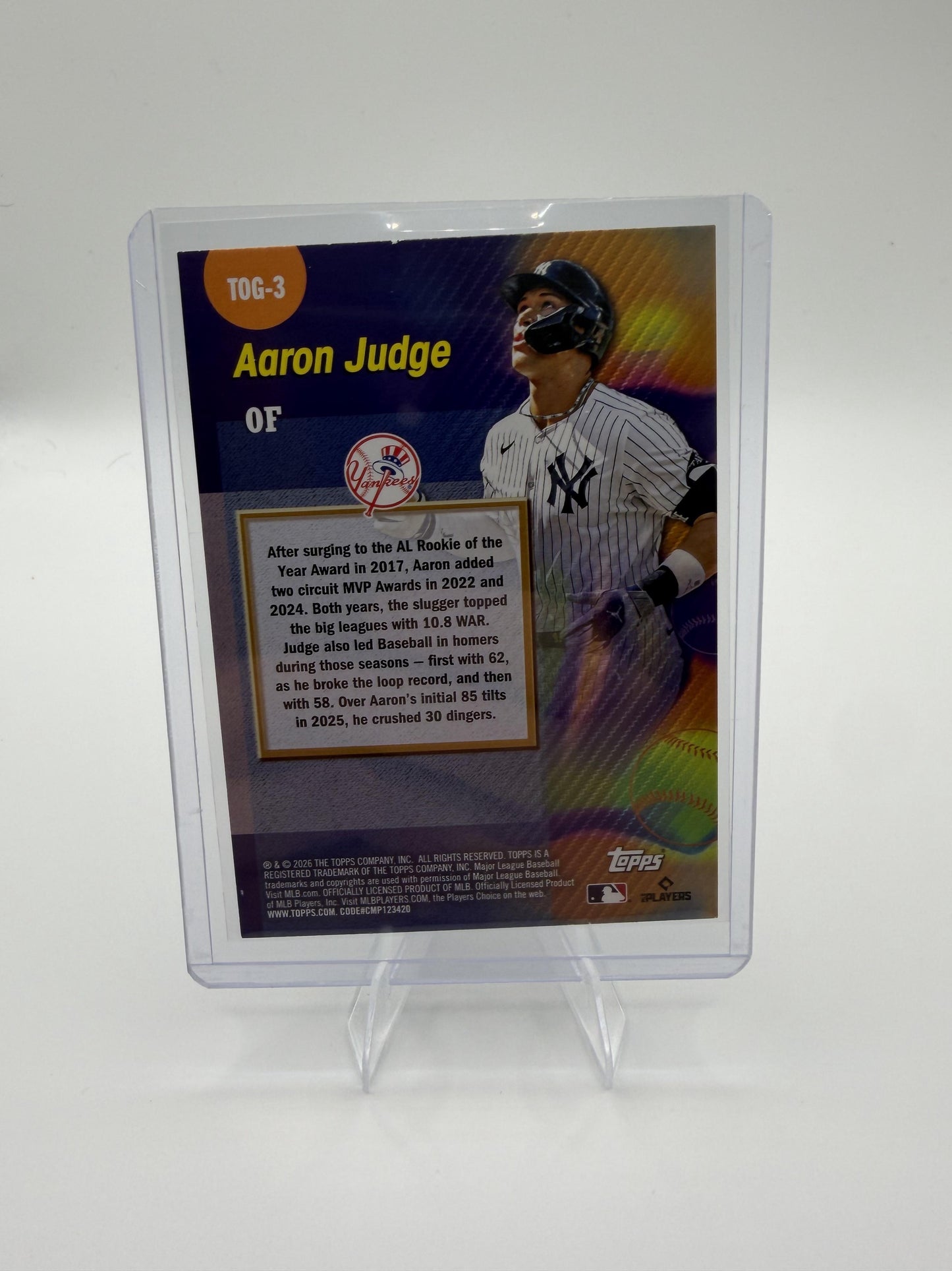 2026 Topps Aaron Judge Titans of the Game Insert Card #TOG-3 Yankees