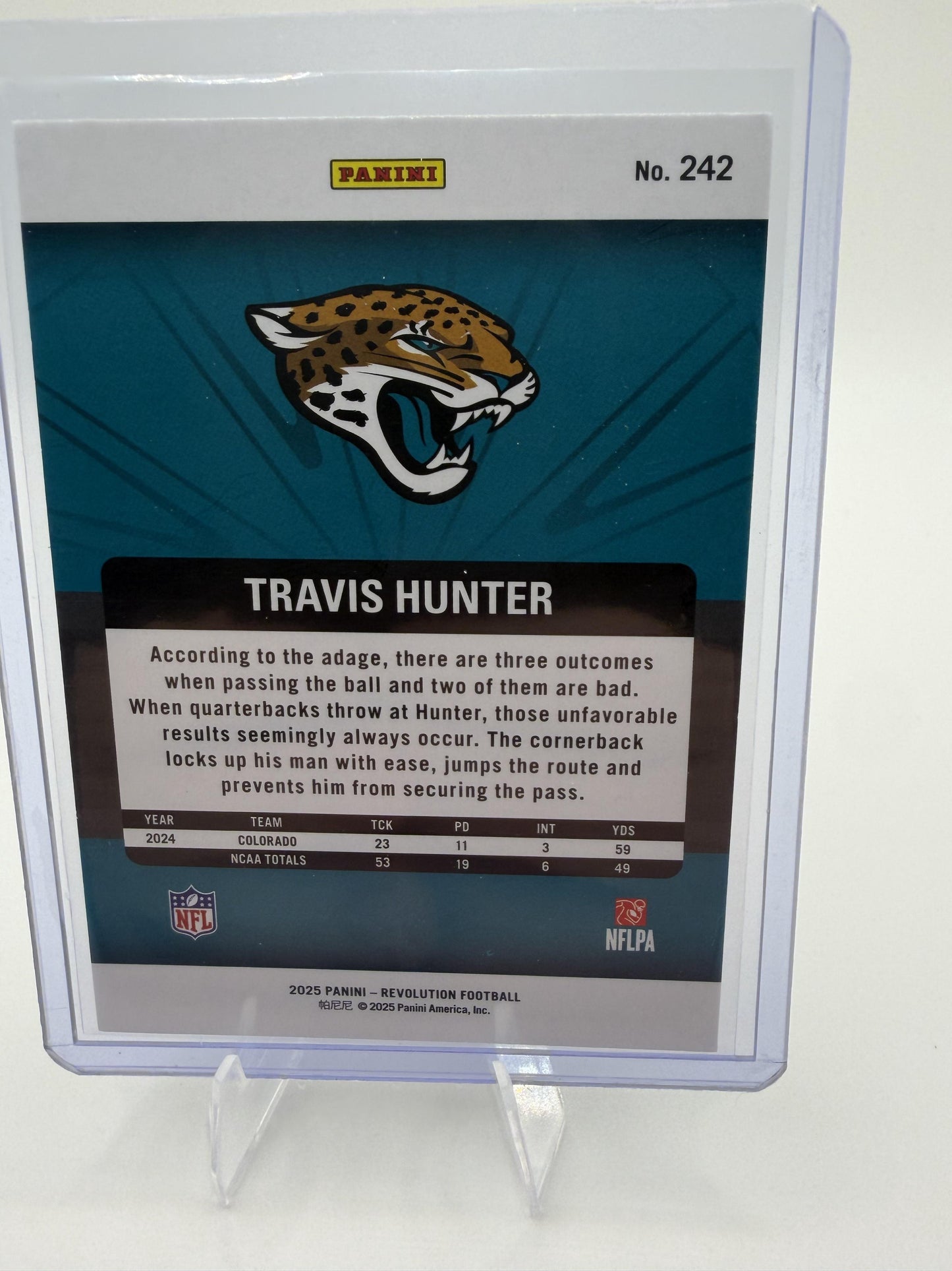 2025 Panini Revolution Travis Hunter RC Rookie Card #242 Jaguars CB/WR