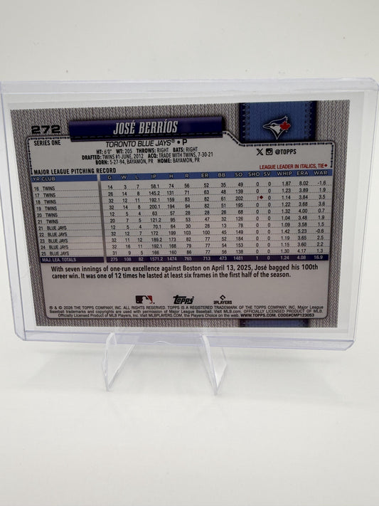 2026 Topps Series 1 Jose Berrios Card #272 Sandglitter Parallel Blue Jays