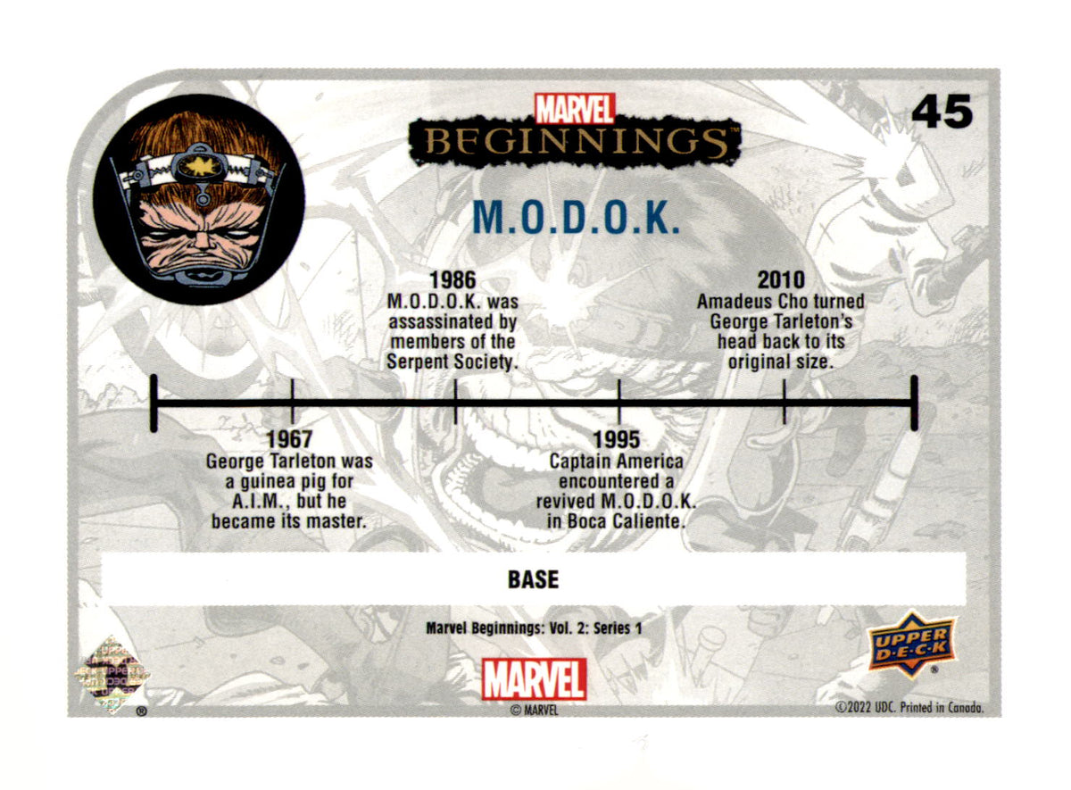 2022 Upper Deck Marvel Beginnings Volume 2, Series 1 M.O.D.O.K. Card