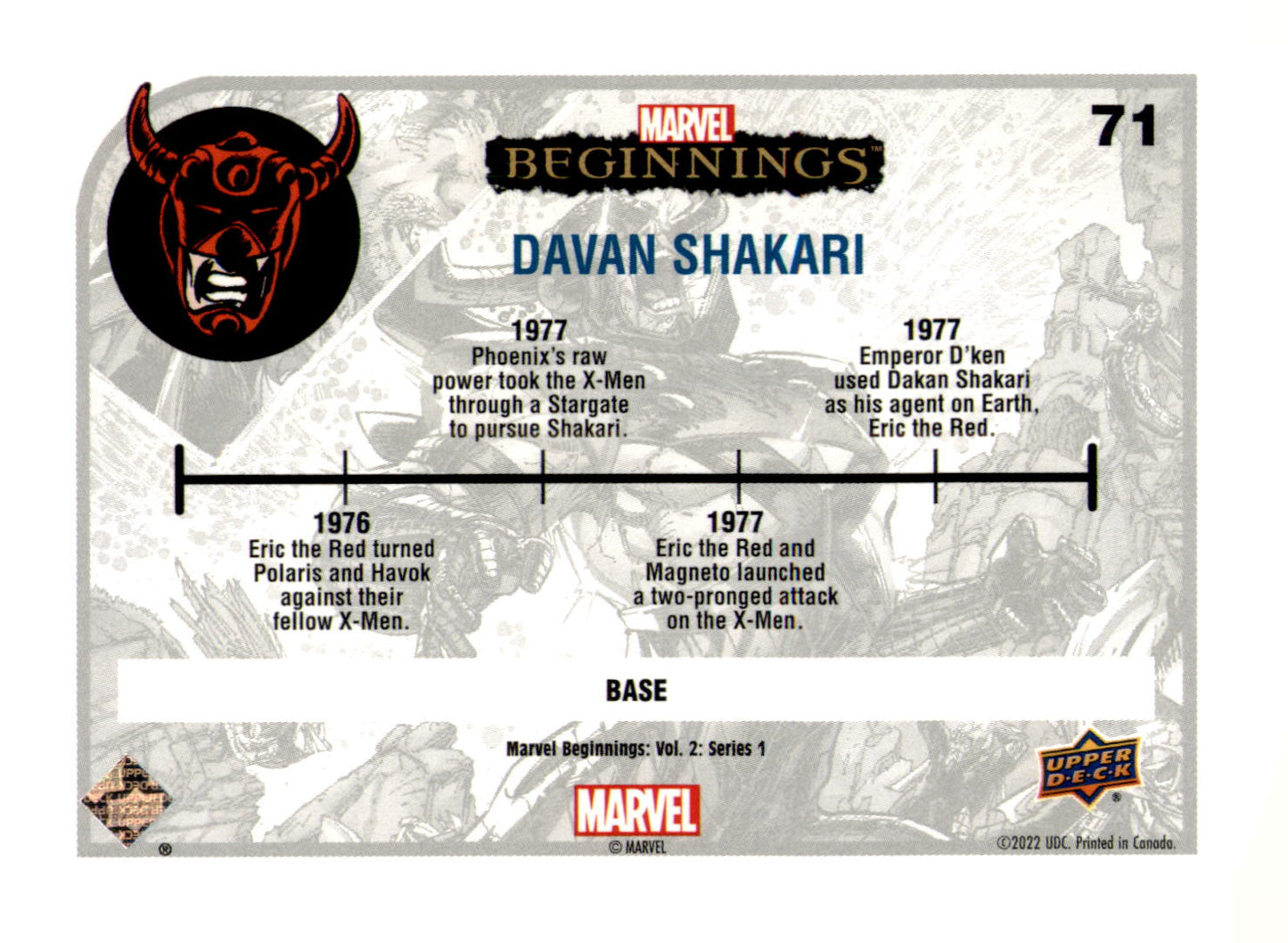 2022 Upper Deck Marvel Beginnings Volume 2, Series 1 Davan Shakari Card