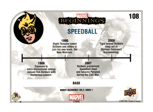 2022 Upper Deck Marvel Beginnings Volume 2, Series 1 Speedball Card