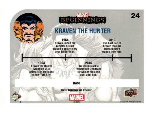 2022 Upper Deck Marvel Beginnings Volume 2, Series 1 Kraven The Hunter Card