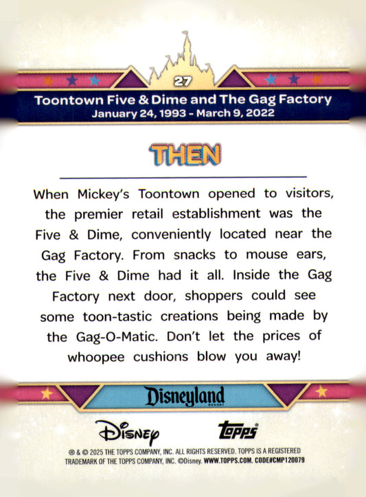 2025 Topps Disneyland Toontown Five & Dime and The Gag Factory Card