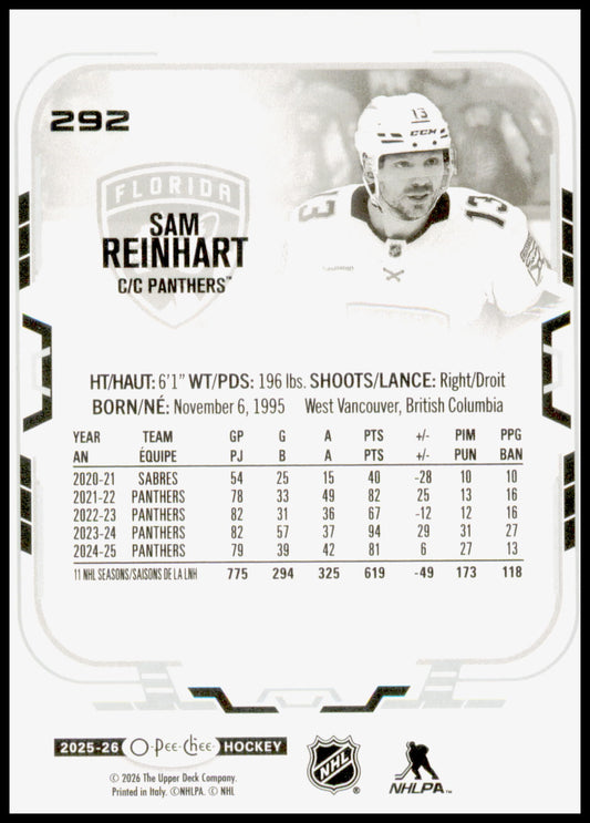2025-26 O-Pee-Chee Sam Reinhart Card