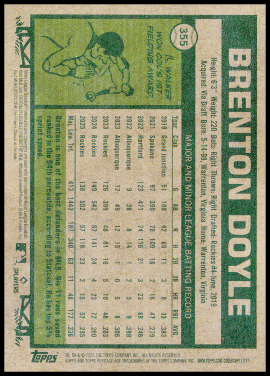 2026 Topps Heritage Brenton Doyle Card