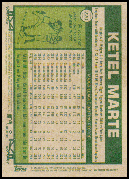 2026 Topps Heritage Ketel Marte Card