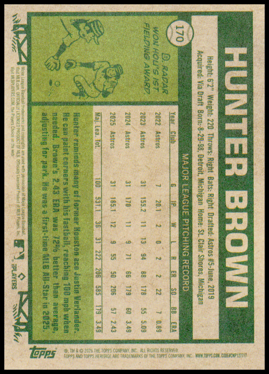2026 Topps Heritage Hunter Brown Card