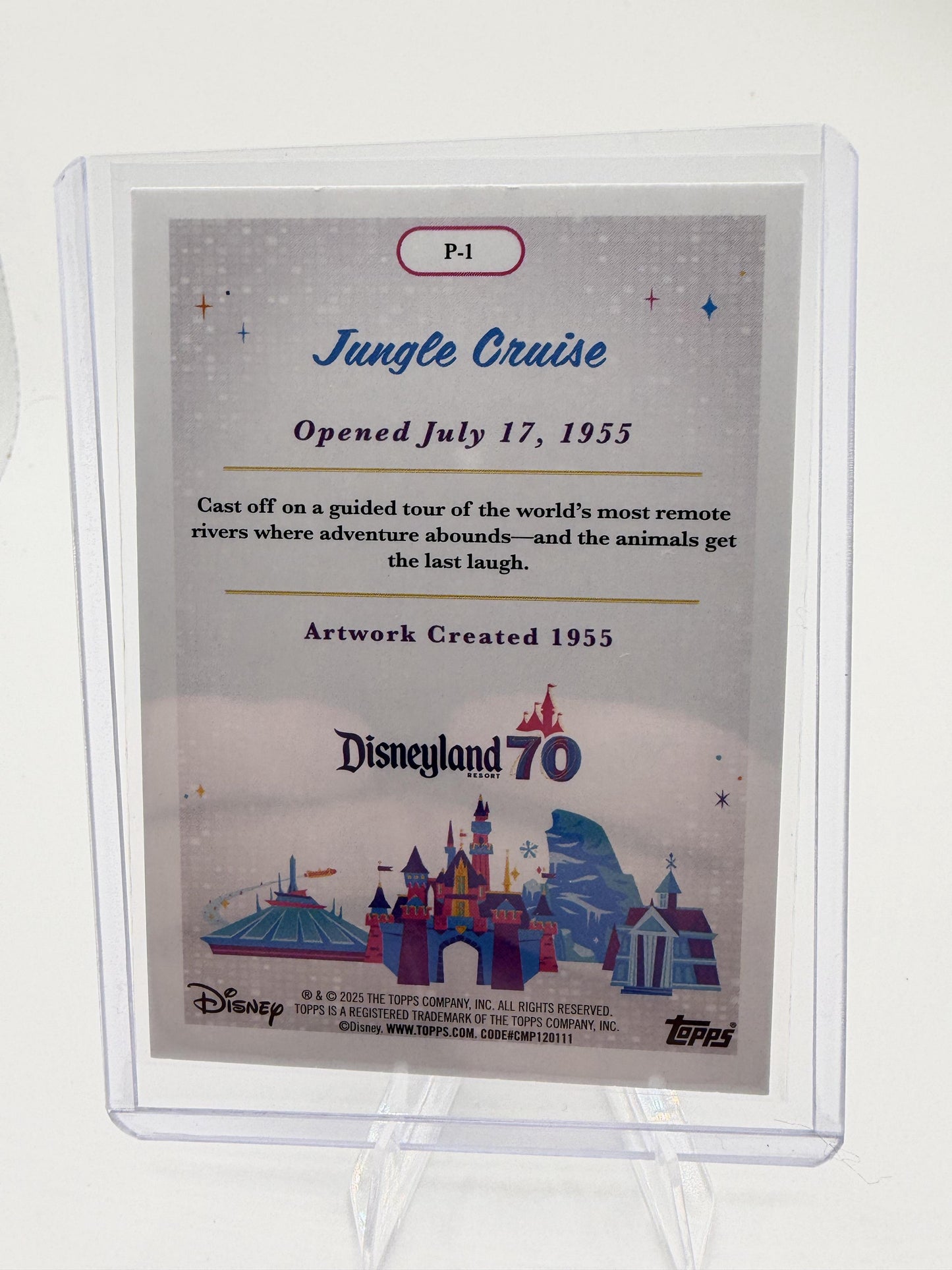 2025 Topps Disneyland 70th Jungle Cruise #P-1 Rainbow Foil Parallel