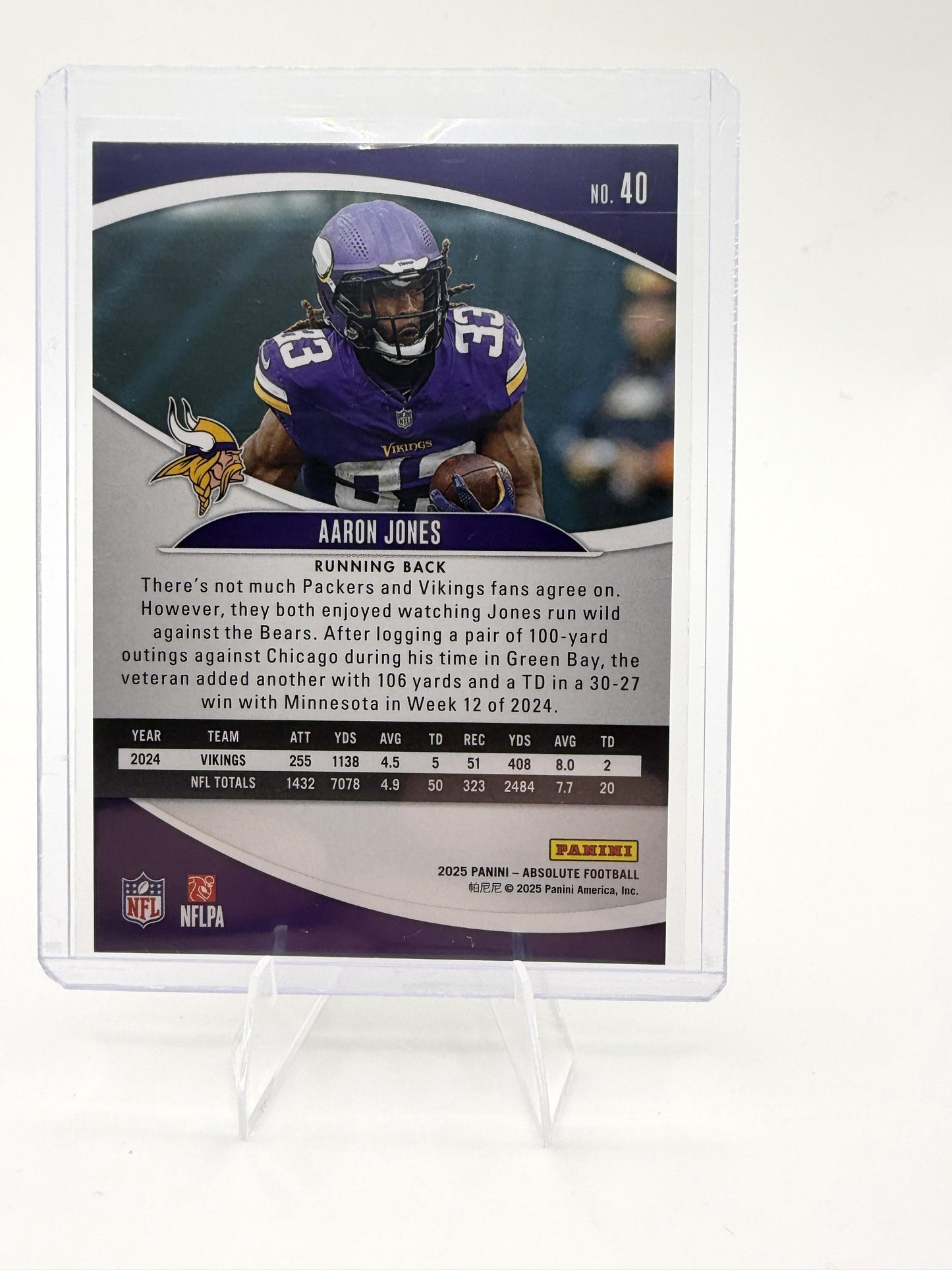 2025 Panini Absolute AARON JONES GOLD STARS #40 Vikings SER # 177/325 SP