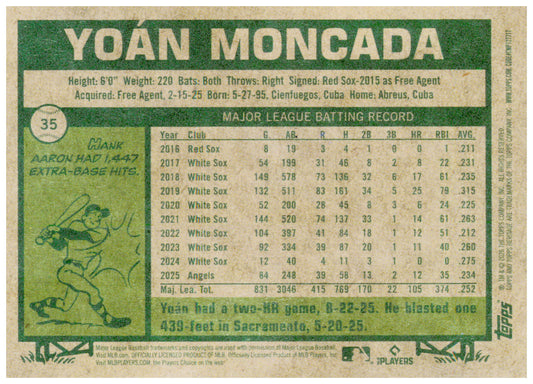 2026 Topps Heritage Yoán Moncada Card Los Angeles Angels #35
