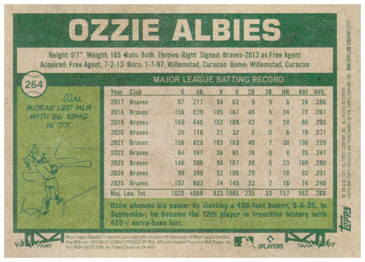 2026 Topps Heritage Ozzie Albies Card Atlanta Braves #264