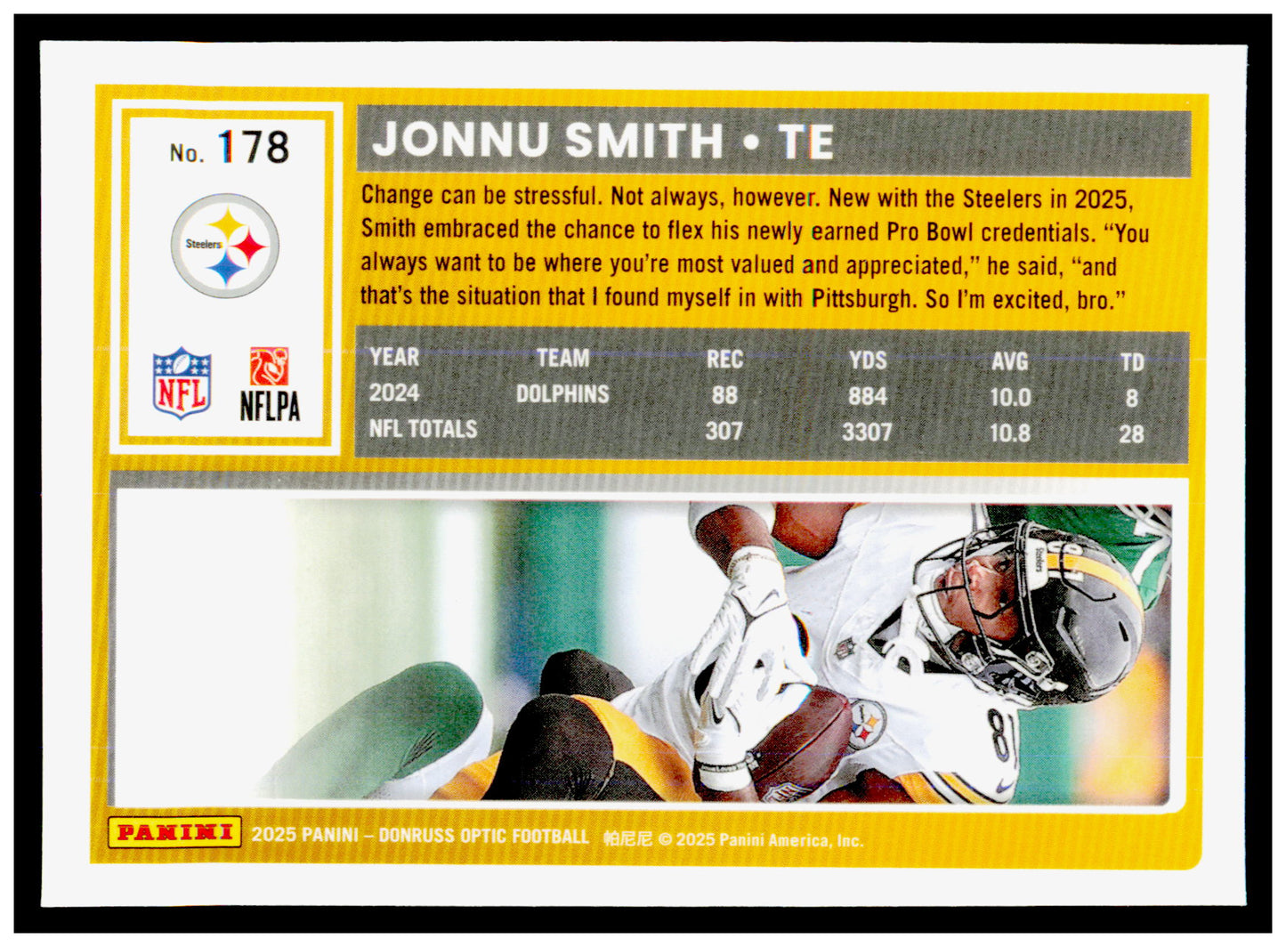 2025 Donruss Optic Jonnu Smith Card Pittsburgh Steelers #178