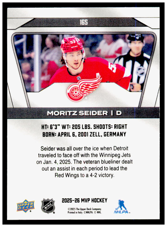 2025-26 Upper Deck MVP Moritz Seider Card Detroit Red Wings #165