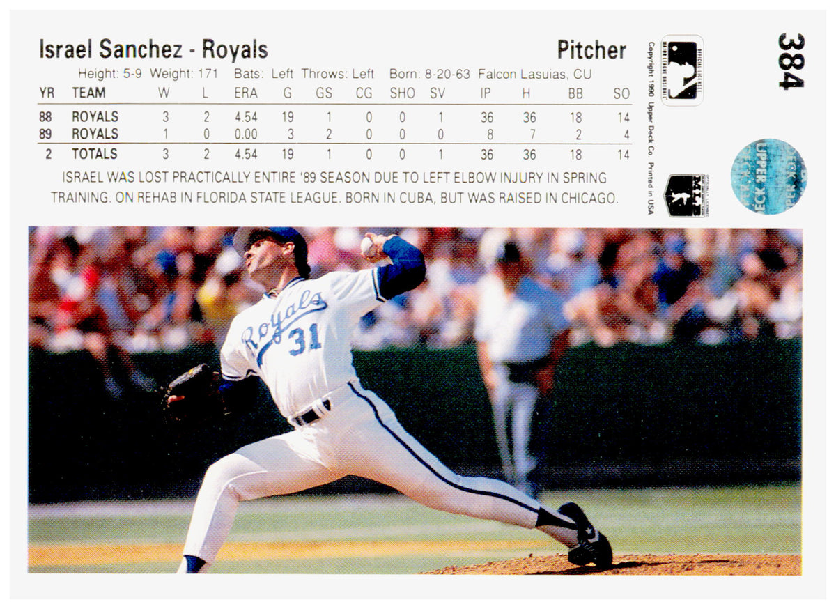 1990 Upper Deck Israel Sanchez Card Kansas City Royals #384