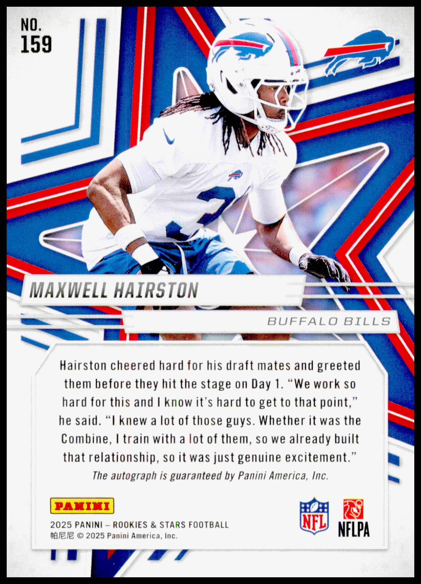 2025 Panini Rookies & Stars Maxwell Hairston Card RC Buffalo Bills #159