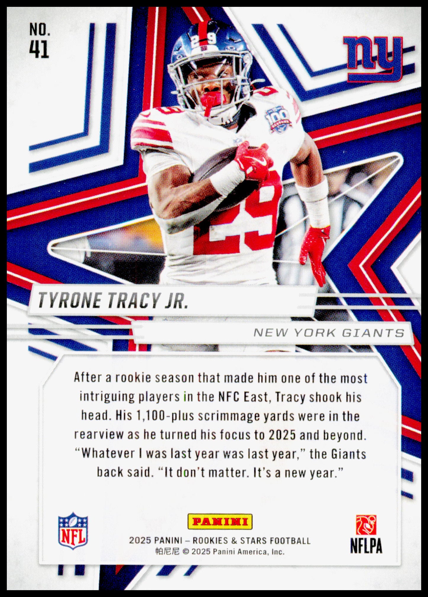 2025 Panini Rookies & Stars Tyrone Tracy Jr. Card New York Giants #41