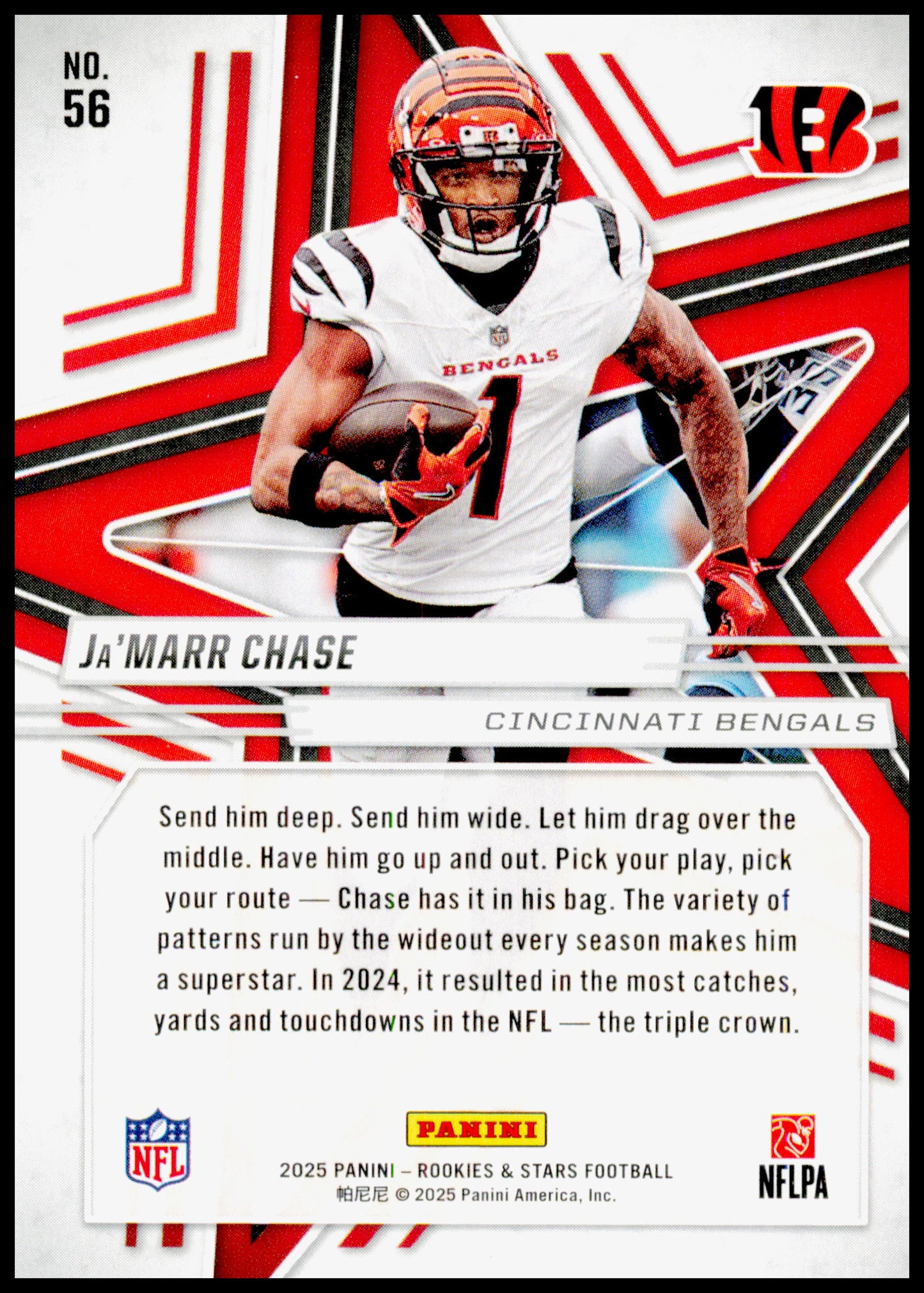 2025 Panini Rookies & Stars Ja'Marr Chase Card Cincinnati Bengals #56