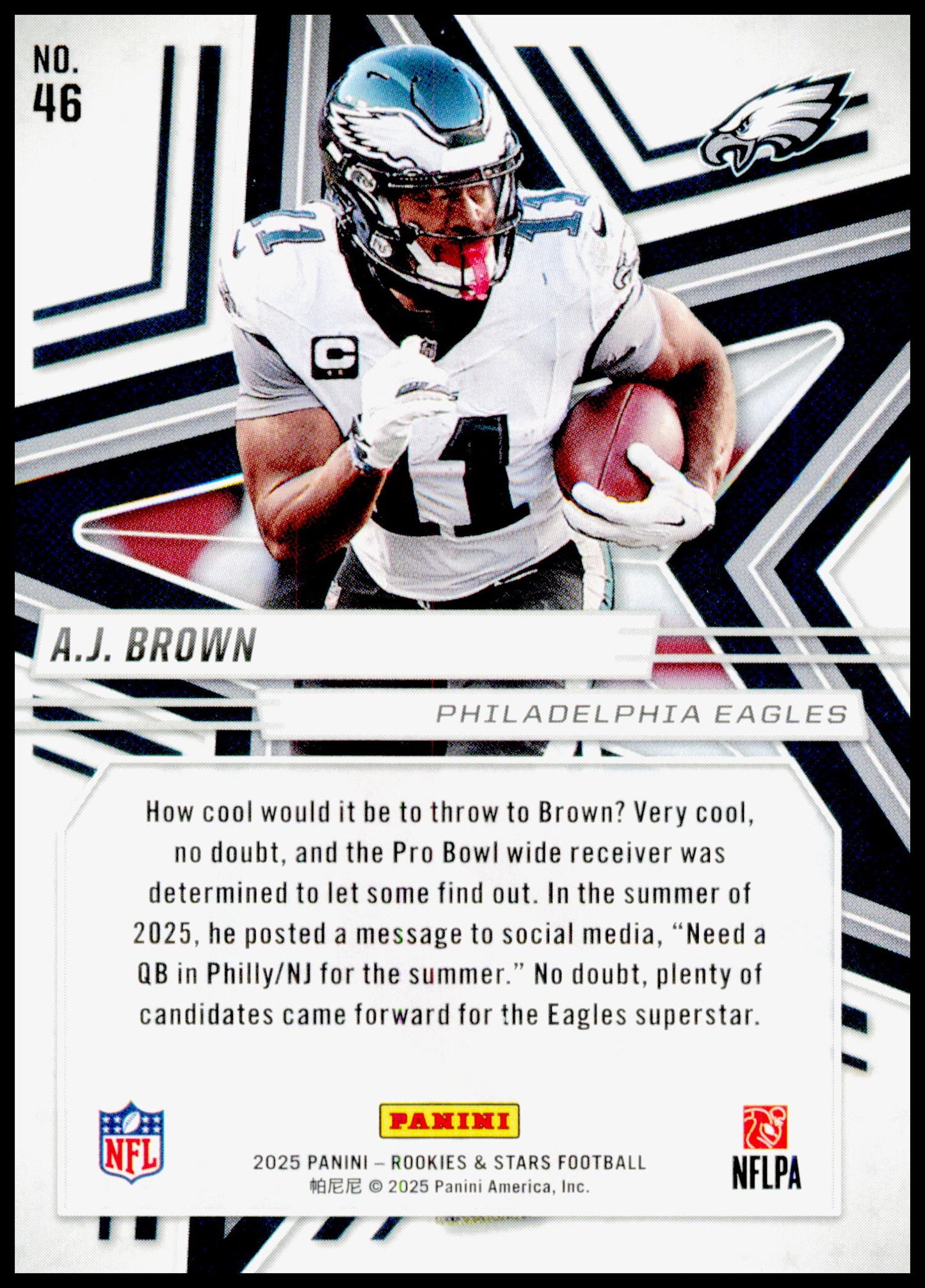 2025 Panini Rookies & Stars A.J. Brown Card Philadelphia Eagles #46