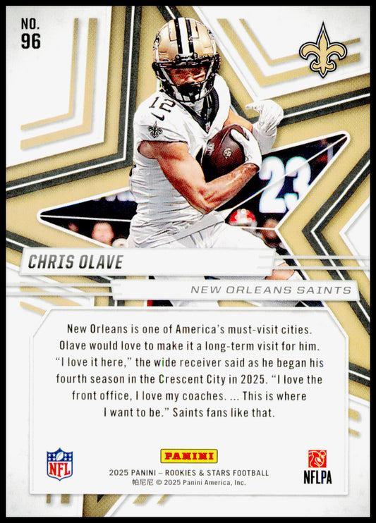 2025 Panini Rookies & Stars Chris Olave Card New Orleans Saints #96