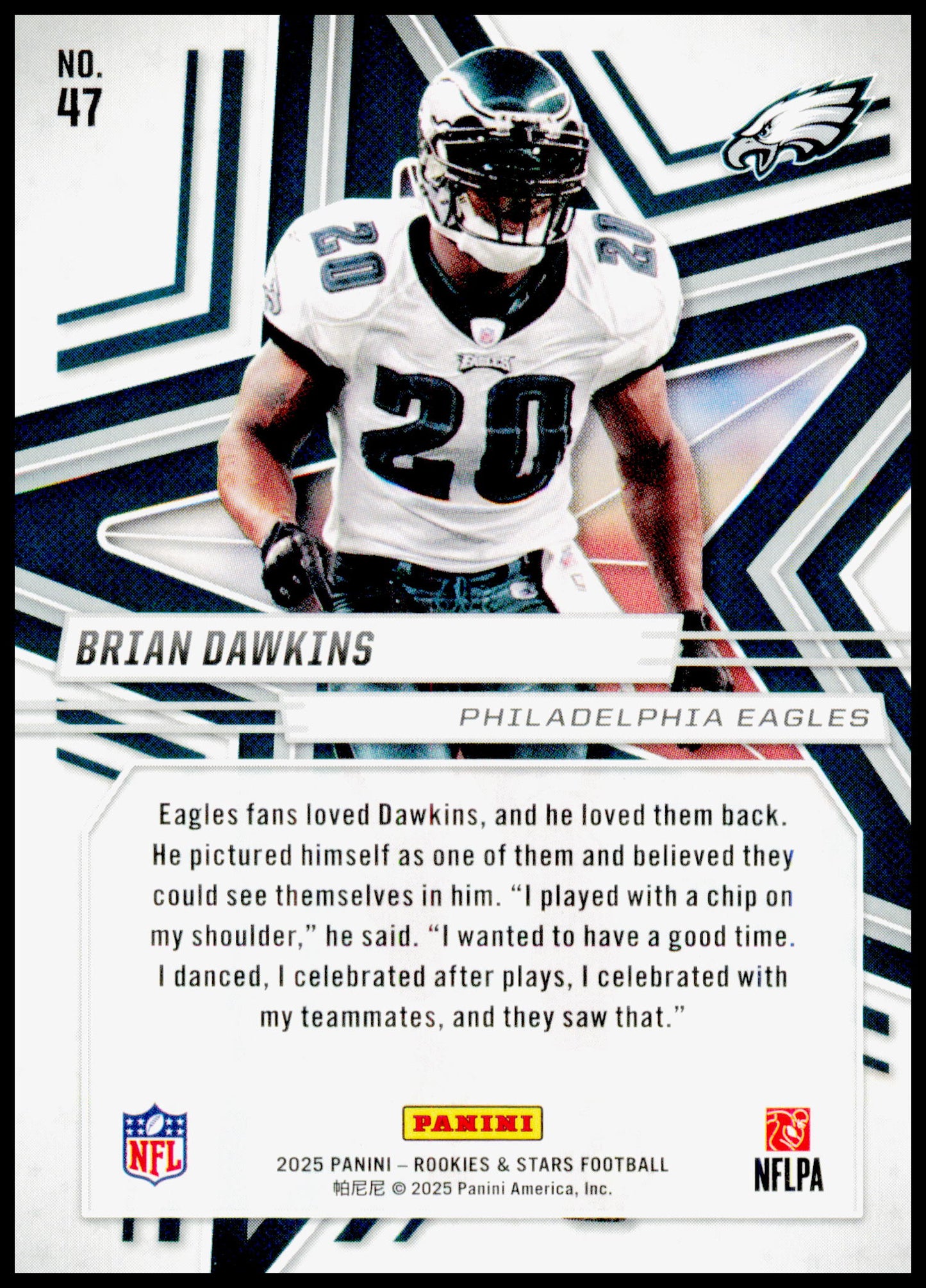 2025 Panini Rookies & Stars Brian Dawkins Card Philadelphia Eagles #47