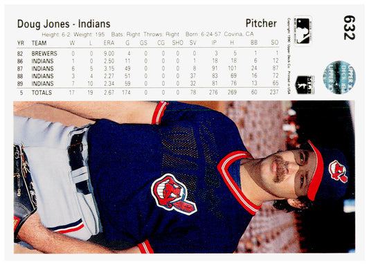 1990 Upper Deck Doug Jones Card Cleveland Indians #632