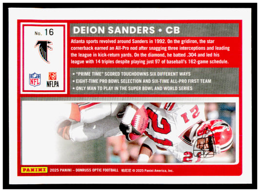 2025 Donruss Optic Deion Sanders Card Atlanta Falcons #16