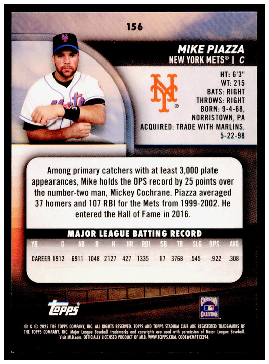 2021 Stadium Club Mike Piazza Card New York Mets #154