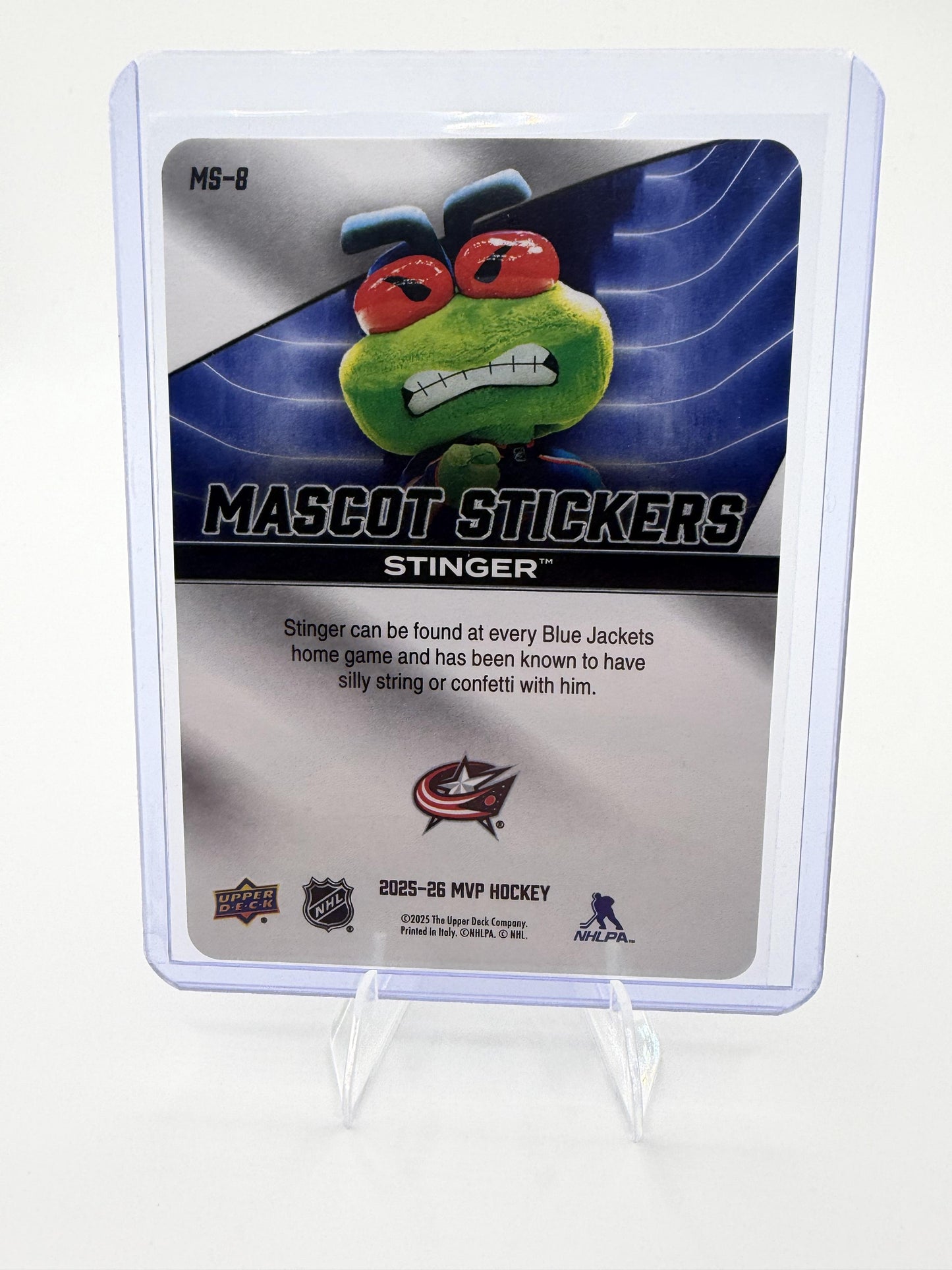 2025-26 Upper Deck MVP Stinger Card Mascot Stickers Columbus Blue Jackets #MS-8