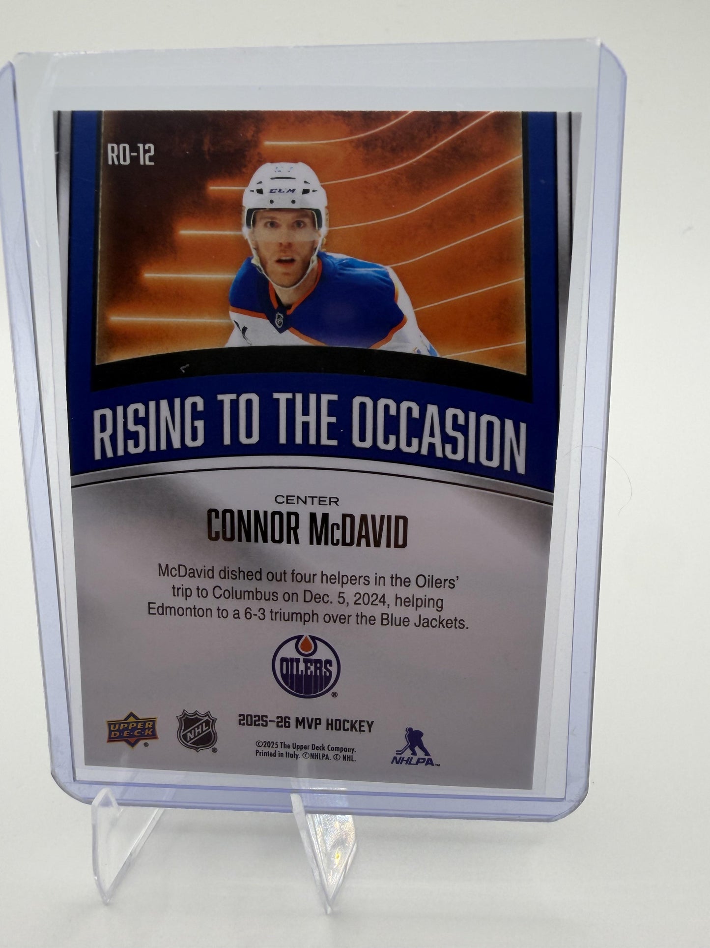2025-26 Upper Deck MVP Connor McDavid Card Rising to the Occasion Oilers