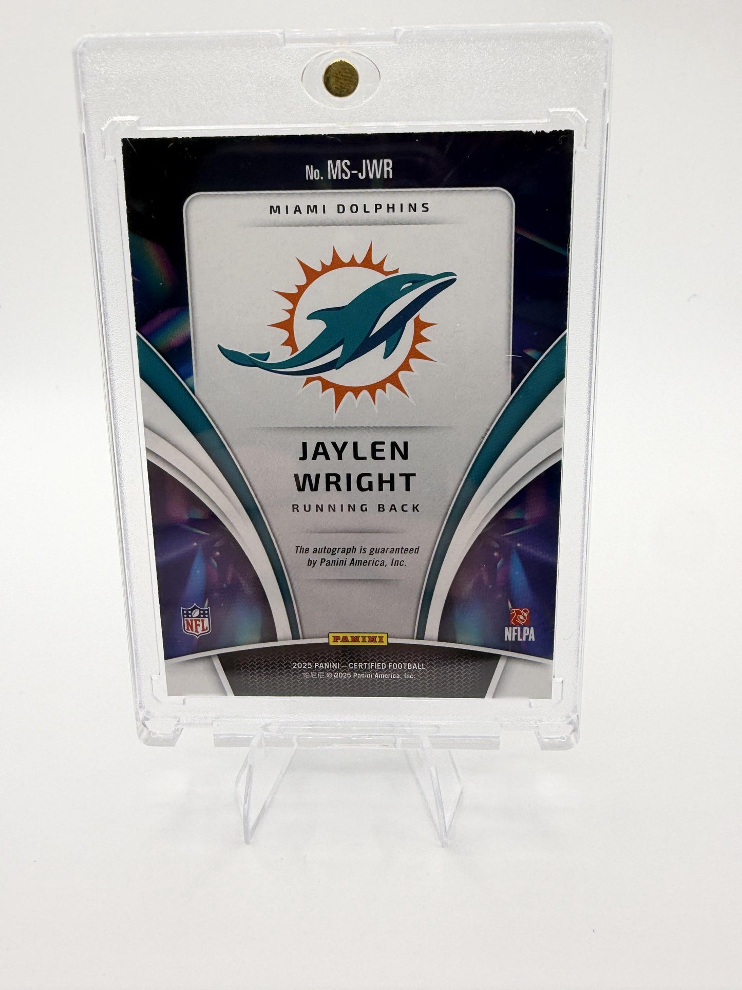 2025 Panini Certified Jaylen Wright Card Mirror Signatures Purple Dolphins