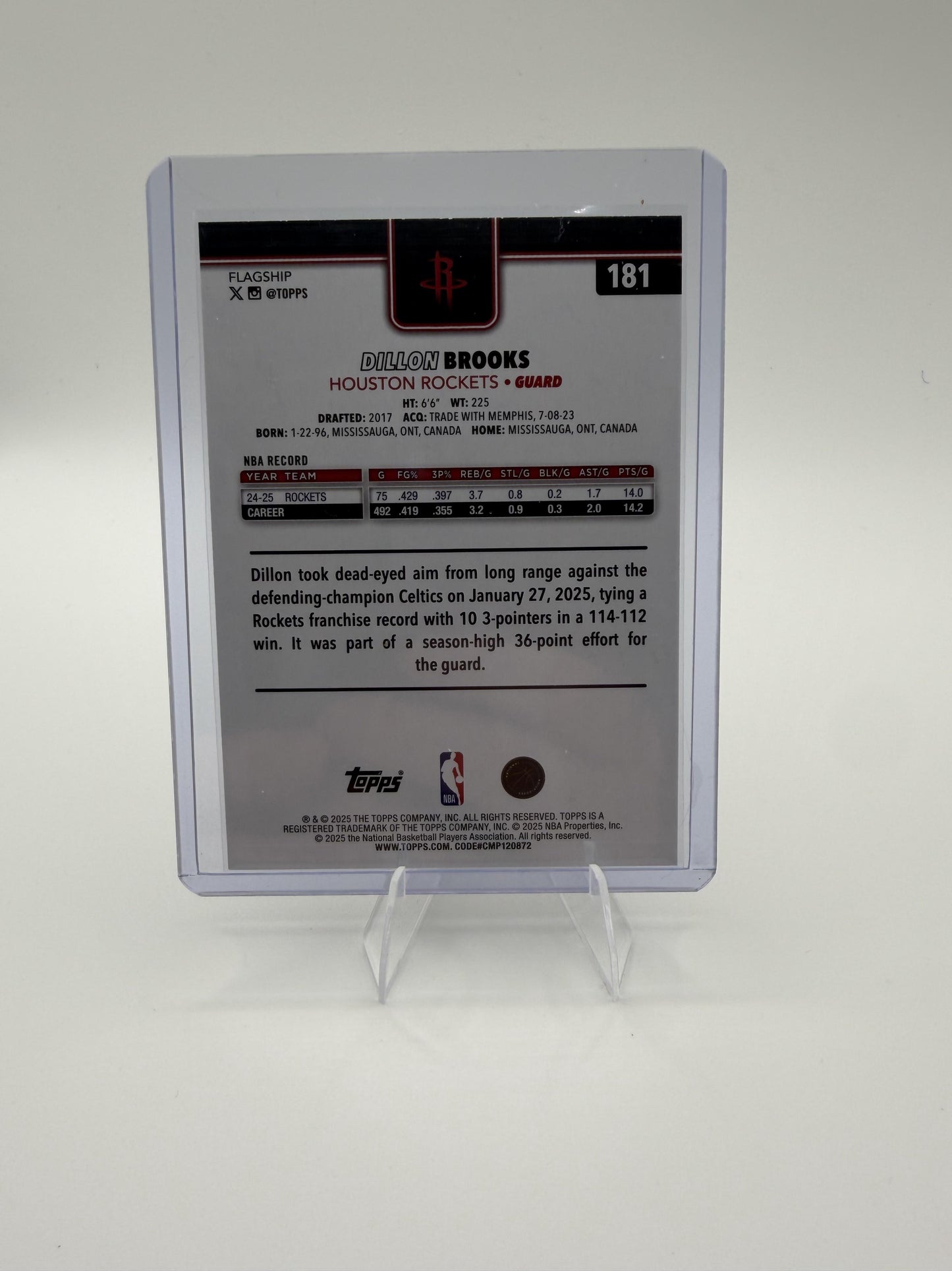 2025 Topps Dillon Brooks #181 Season Tip-Off Parallel Houston Rockets