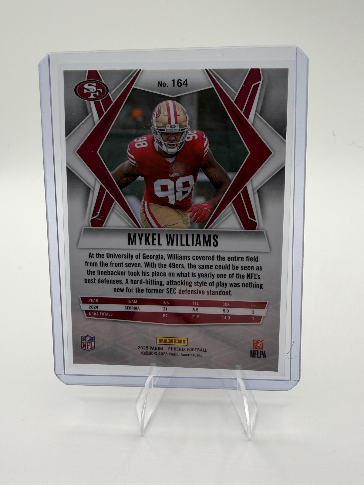 2025 Panini Phoenix Mykel Williams Card Phoenix Prizm 49ers #164