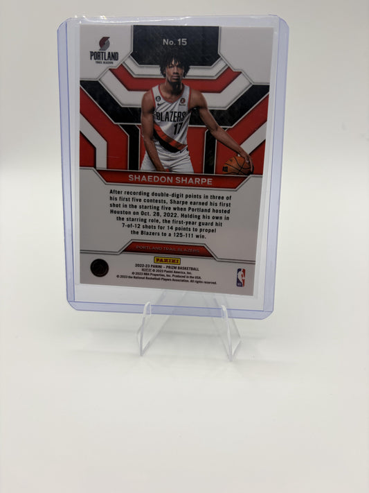 2022 Panini Prizm Shaedon Sharpe Emergent Silver Prizm RC Trail Blazers #15