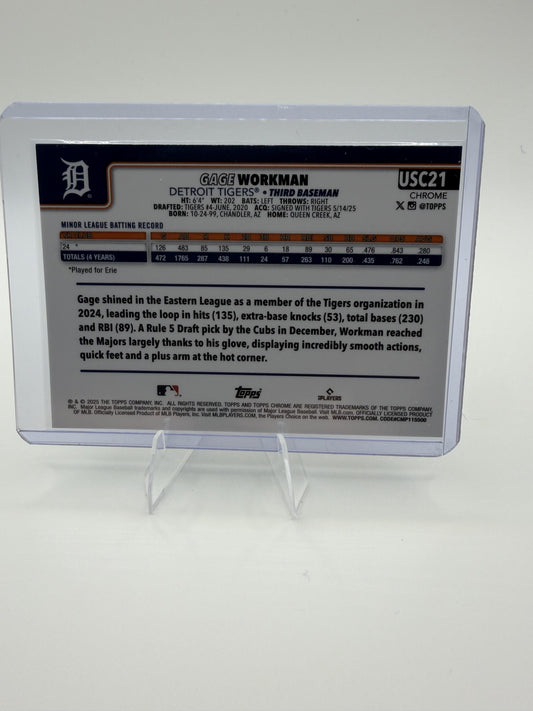 2025 Topps Chrome Update Gage Workman Card Refractors RC Tigers