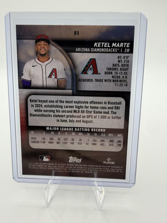 2025 Stadium Club Ketel Marte Card Pink Foil Arizona Diamondbacks #51