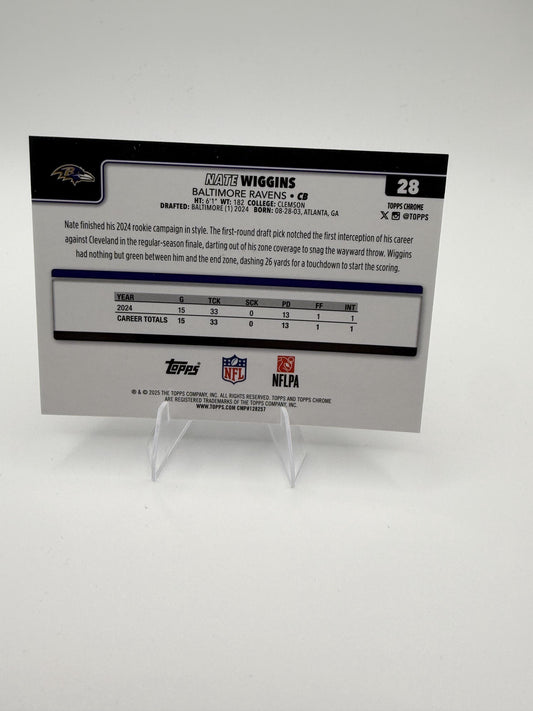 2025 Topps Chrome Nate Wiggins RC #28 Baltimore Ravens Rookie CB