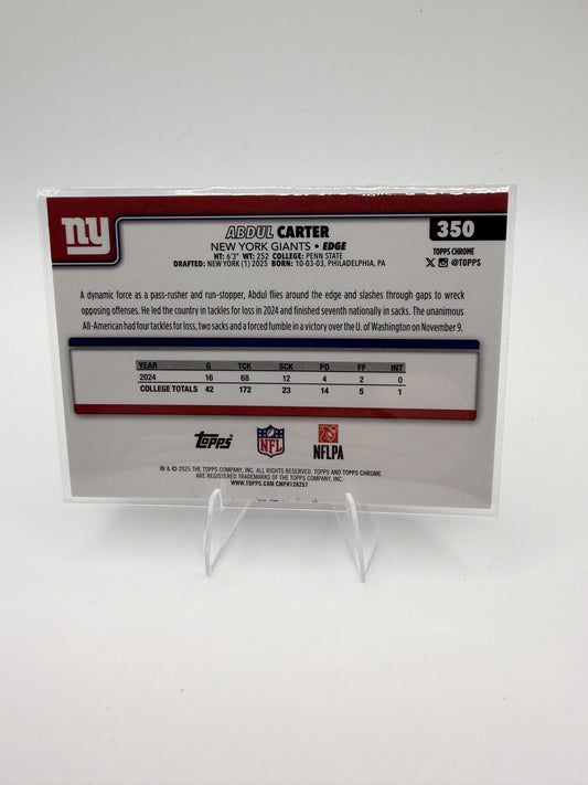 2025 Topps Chrome Abdul Carter RC #350 New York Giants Rookie Edge