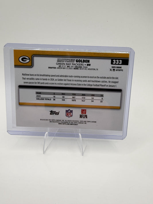 2025 Topps Chrome Matthew Golden Red White & Blue Refractor RC Packers