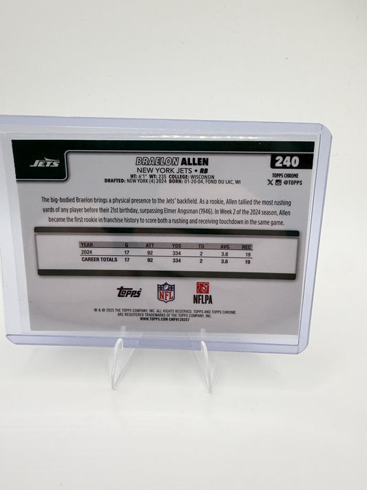 2025 Topps Chrome Braelon Allen Pulsar Refractor #240 NY Jets