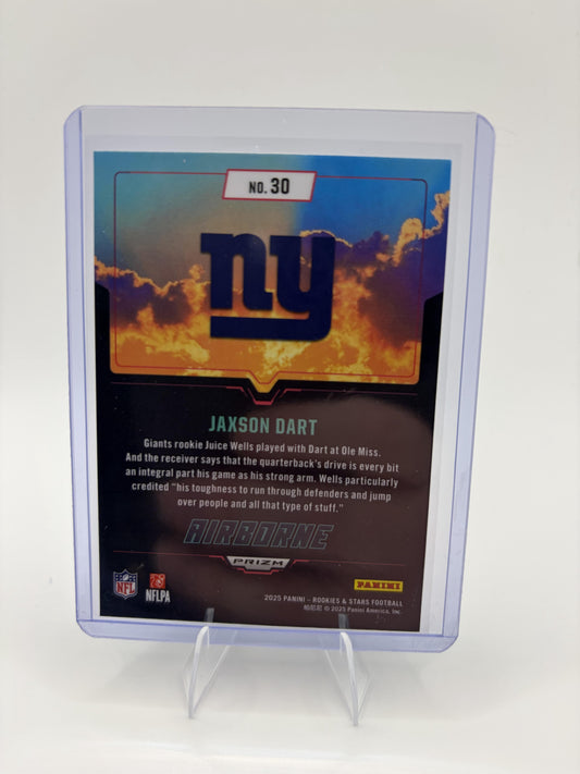 2025 Panini Rookies & Stars Jaxson Dart Card Airborne Blue New York Giants #30