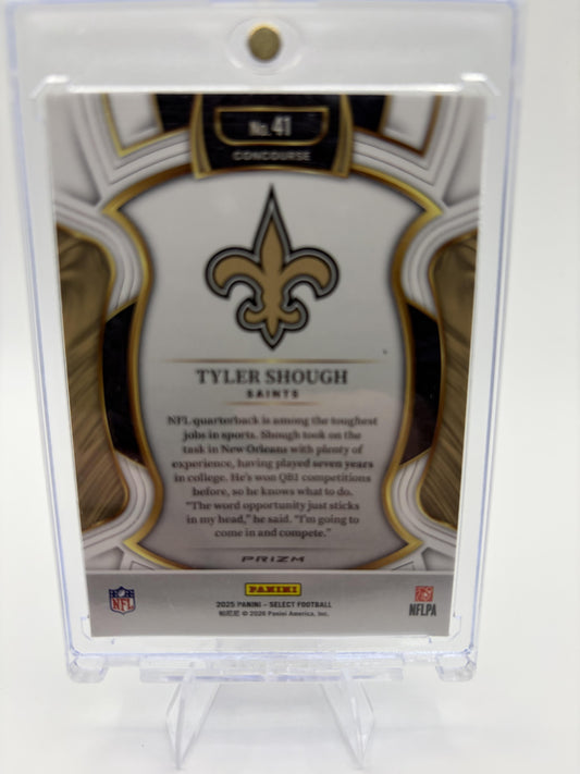 2025 Panini Select Tyler Shough Card Black and Green Prizm Shock Saints #41