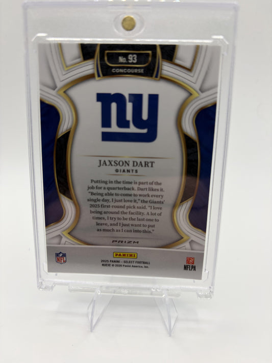 2025 Panini Select Jaxson Dart Card Silver Prizm RC New York Giants #93