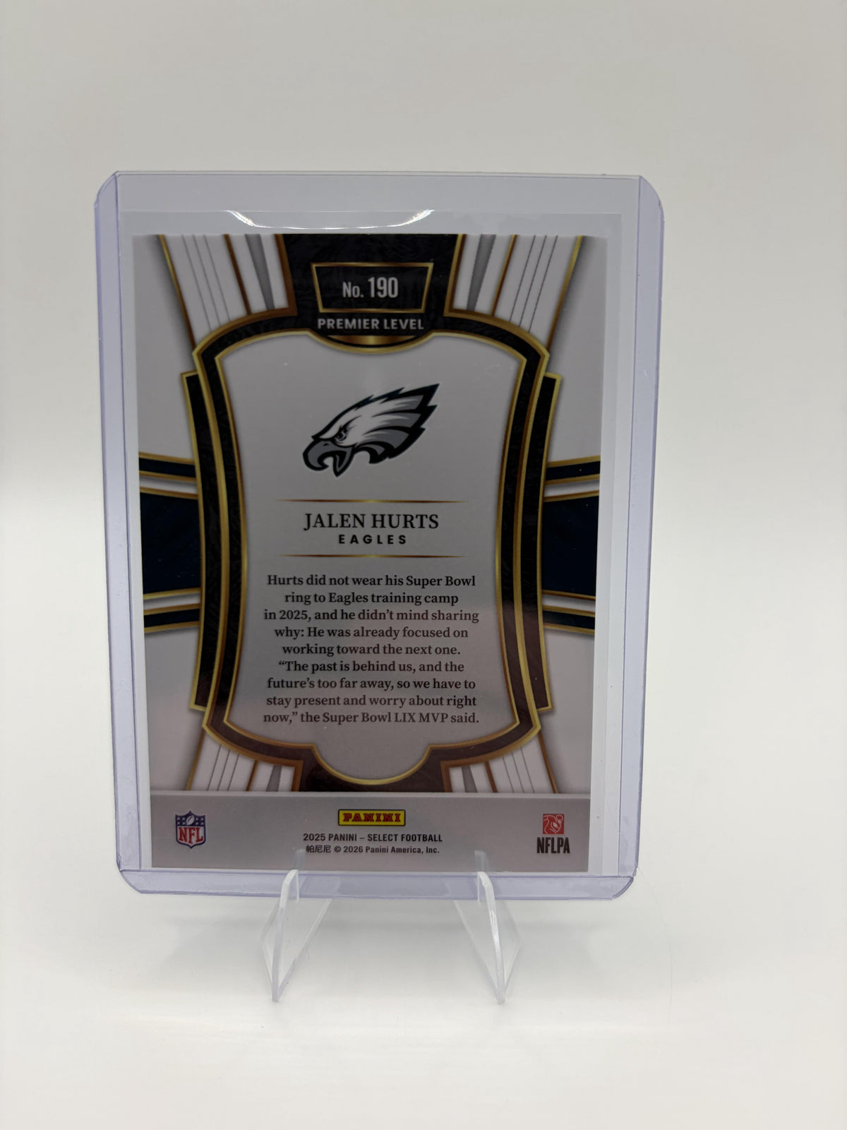 2025 Panini Select Jalen Hurts Card Philadelphia Eagles #190