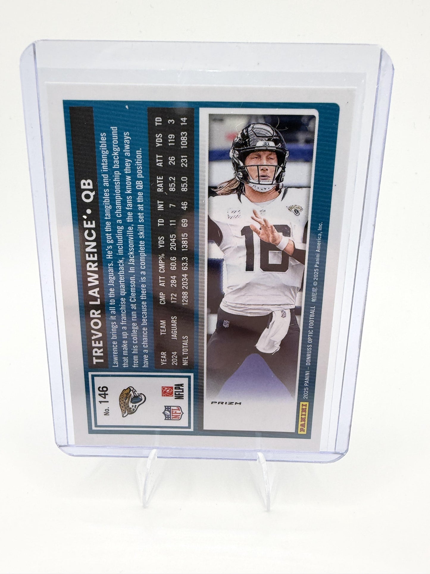 2025 Donruss Optic Trevor Lawrence Card Silver holo Jacksonville Jaguars #146