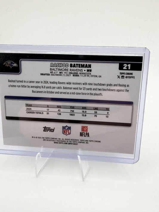 2025 Topps Chrome Rashod Bateman #21 Pulsar Refractor Baltimore Ravens