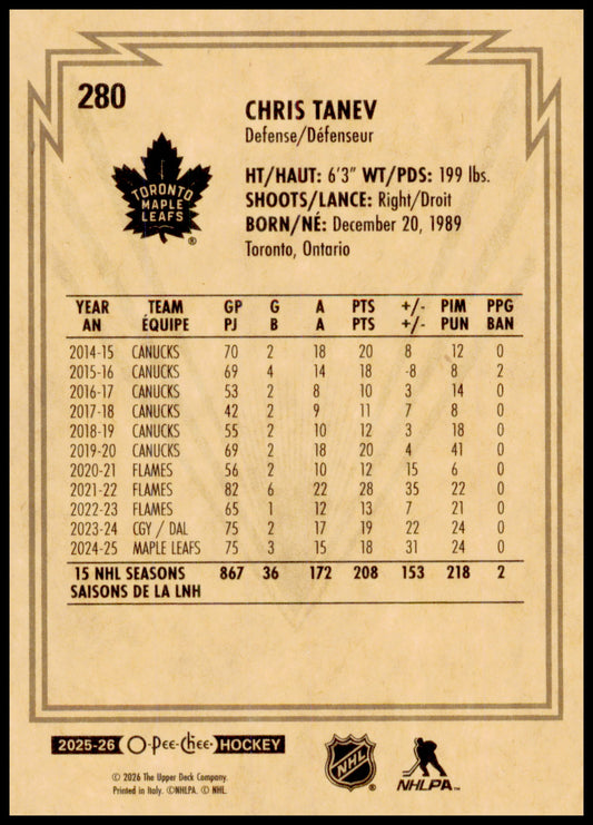 2025-26 O-Pee-Chee #280 Chris Tanev Retro Variation