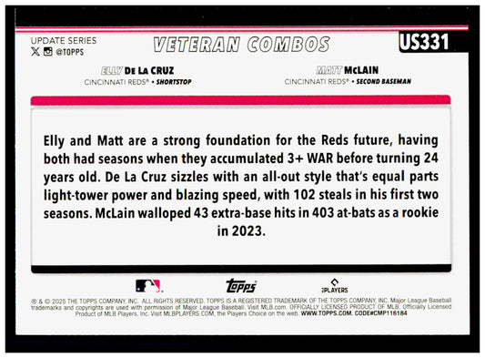 2025 Topps Update Red-Hot Risers (Elly De La Cruz / Matt McLain) Card