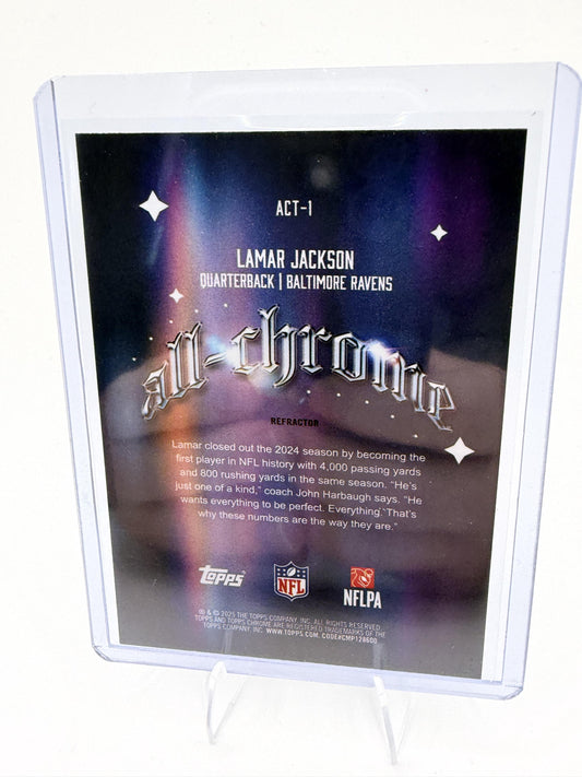 2025 Topps Chrome #ACT-1 Lamar Jackson All-Chrome Team Refractor